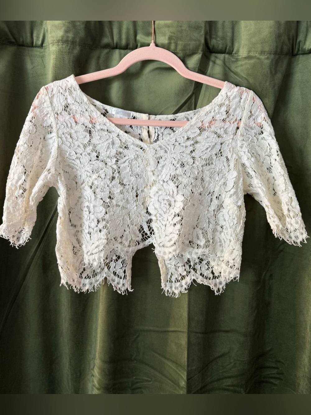 Jenny Yoo Lace Overlay Crop Top